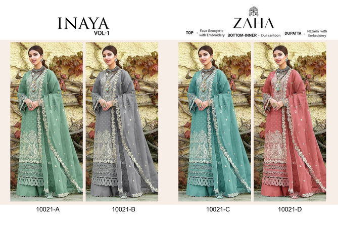 Zaha Inaya 1 New Festive Wear Heavy Georgette Designer Pakistani Suit Collection